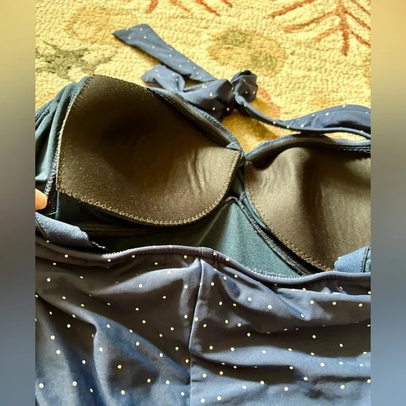Seafolly Navy white dots retro style Swimsuit size 6 - Picture 5 of 16